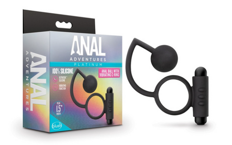 Anal Adventures Platinum - Silicone Anal Ball with Vibrating C-Ring