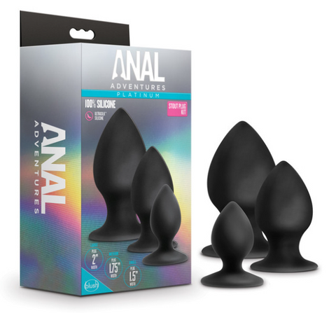 Anal Adventures Platinum - Silicone Anal Stout Plug Kit