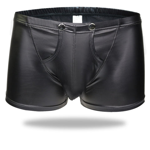 Faux Leather Boxer Briefs W/ Detachable Crotch